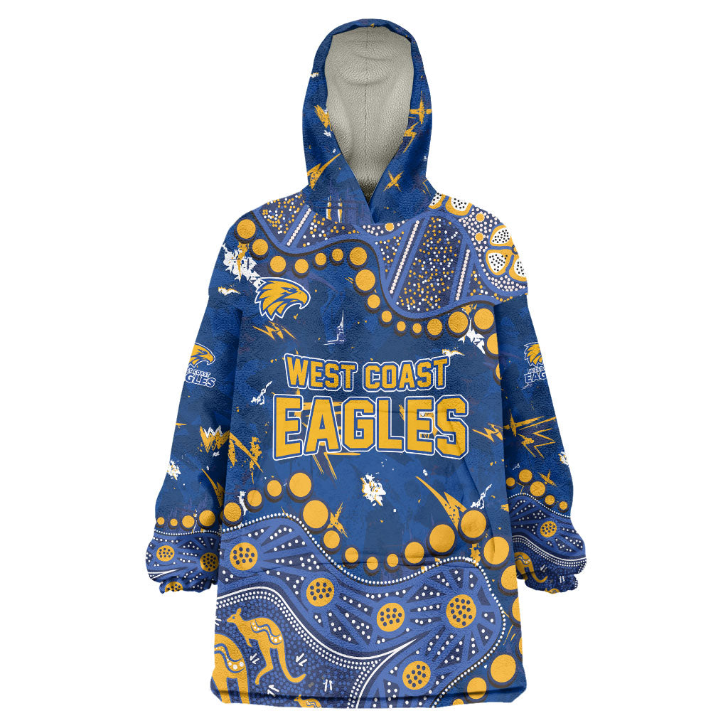 Personalized West Coast Eagles Wearable Blanket Hoodie Aboriginal Pattern with Graffiti Style