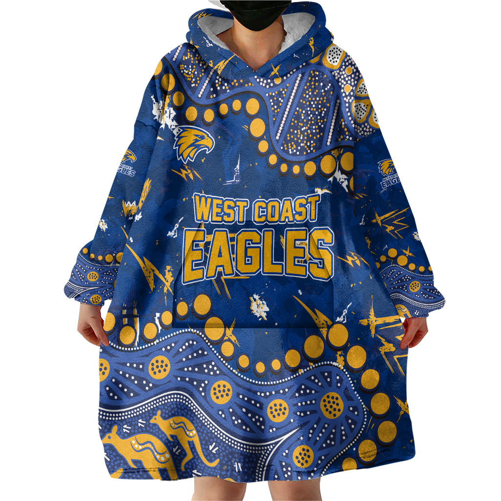 Personalized West Coast Eagles Wearable Blanket Hoodie Aboriginal Pattern with Graffiti Style