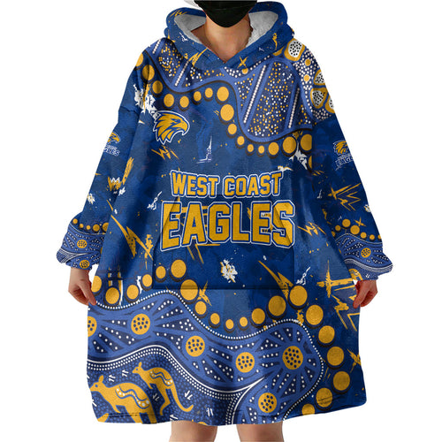 Personalized West Coast Eagles Wearable Blanket Hoodie Aboriginal Pattern with Graffiti Style