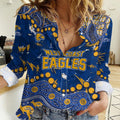 Personalized West Coast Eagles Women Casual Shirt Aboriginal Pattern with Graffiti Style