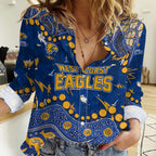 Personalized West Coast Eagles Women Casual Shirt Aboriginal Pattern with Graffiti Style