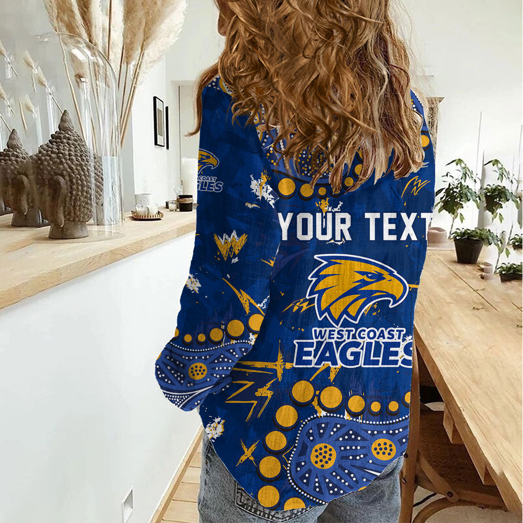Personalized West Coast Eagles Women Casual Shirt Aboriginal Pattern with Graffiti Style