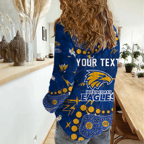 Personalized West Coast Eagles Women Casual Shirt Aboriginal Pattern with Graffiti Style