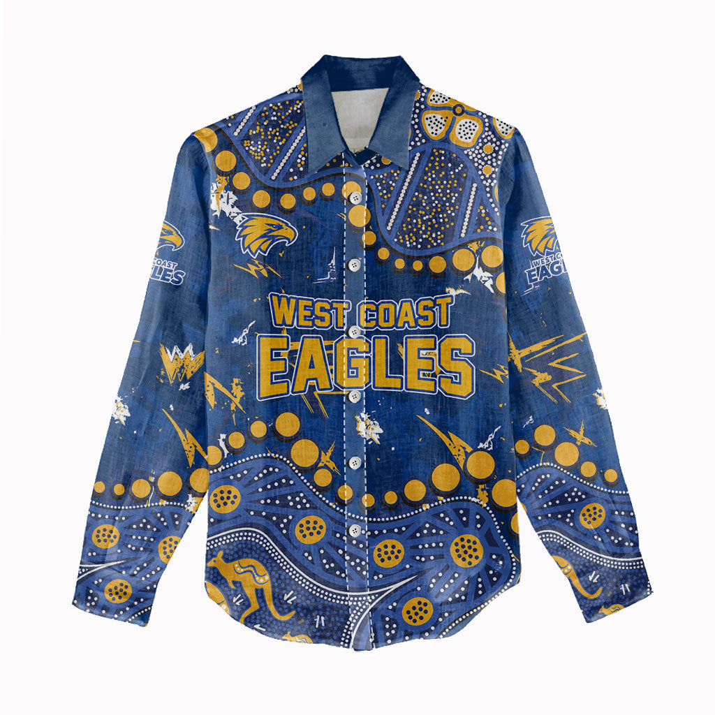 Personalized West Coast Eagles Women Casual Shirt Aboriginal Pattern with Graffiti Style