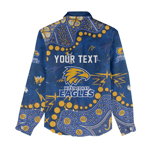 Personalized West Coast Eagles Women Casual Shirt Aboriginal Pattern with Graffiti Style