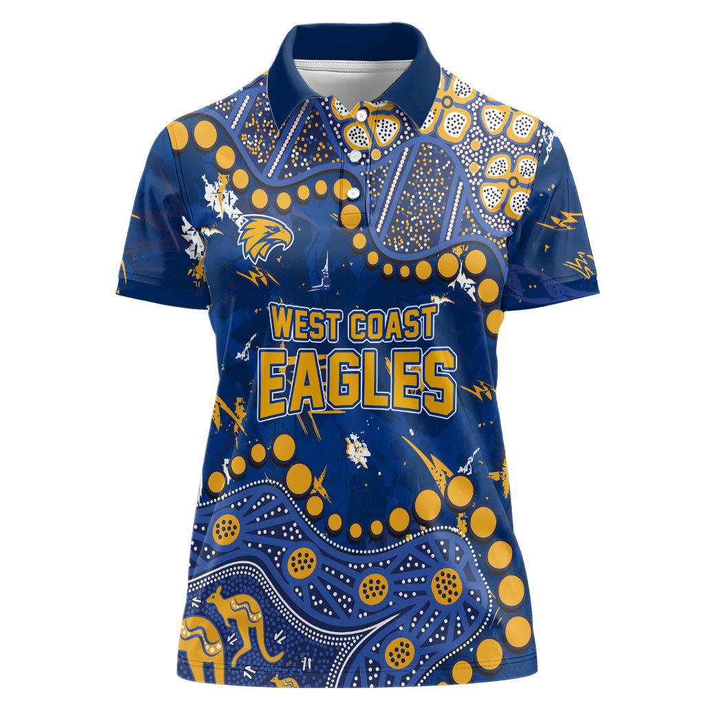 Personalized West Coast Eagles Women Polo Shirt Aboriginal Pattern with Graffiti Style