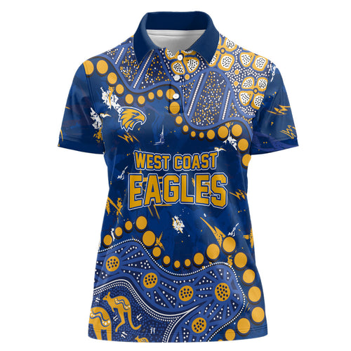 Personalized West Coast Eagles Women Polo Shirt Aboriginal Pattern with Graffiti Style