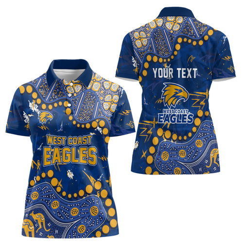 Personalized West Coast Eagles Women Polo Shirt Aboriginal Pattern with Graffiti Style