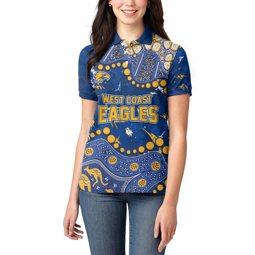 Personalized West Coast Eagles Women Polo Shirt Aboriginal Pattern with Graffiti Style