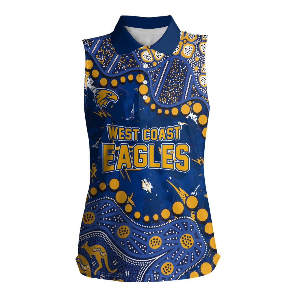 Personalized West Coast Eagles Women Sleeveless Polo Shirt Aboriginal Pattern with Graffiti Style