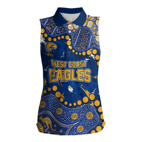 Personalized West Coast Eagles Women Sleeveless Polo Shirt Aboriginal Pattern with Graffiti Style