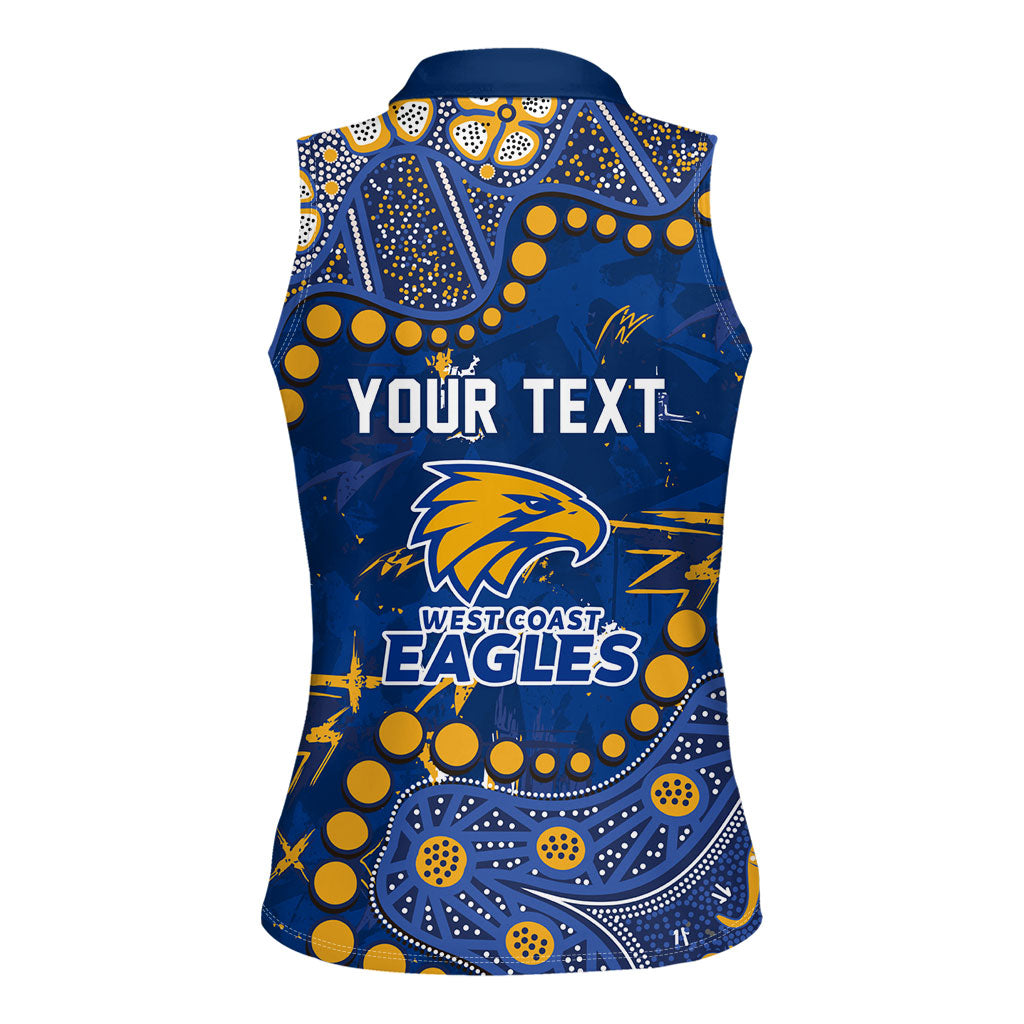 Personalized West Coast Eagles Women Sleeveless Polo Shirt Aboriginal Pattern with Graffiti Style