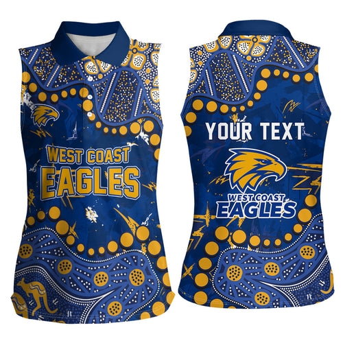 Personalized West Coast Eagles Women Sleeveless Polo Shirt Aboriginal Pattern with Graffiti Style