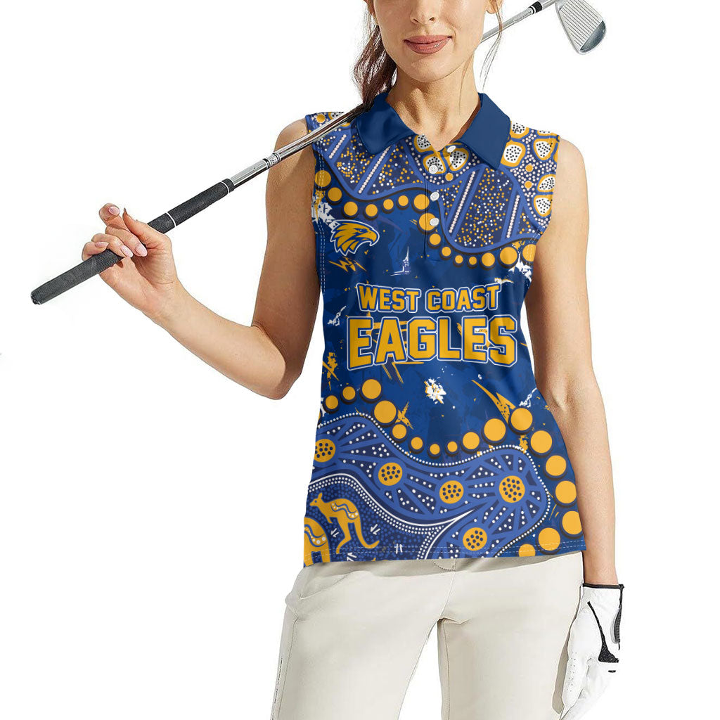 Personalized West Coast Eagles Women Sleeveless Polo Shirt Aboriginal Pattern with Graffiti Style