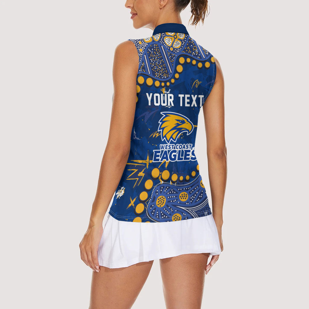 Personalized West Coast Eagles Women Sleeveless Polo Shirt Aboriginal Pattern with Graffiti Style