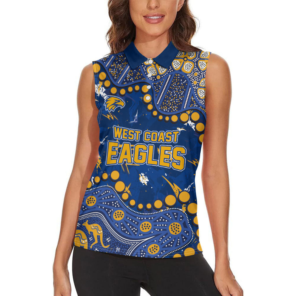 Personalized West Coast Eagles Women Sleeveless Polo Shirt Aboriginal Pattern with Graffiti Style