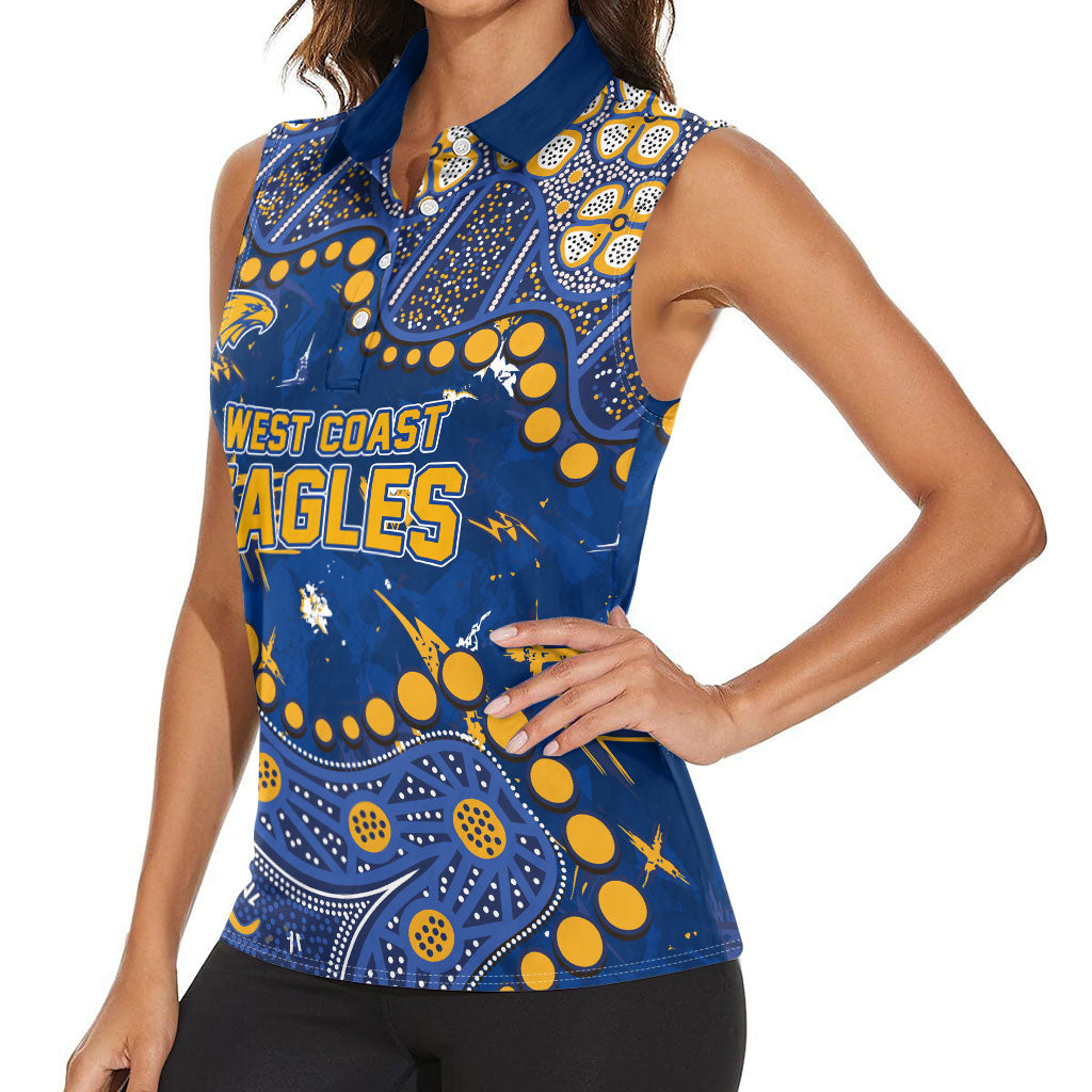 Personalized West Coast Eagles Women Sleeveless Polo Shirt Aboriginal Pattern with Graffiti Style