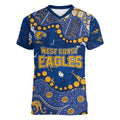 Personalized West Coast Eagles Women V-Neck T-Shirt Aboriginal Pattern with Graffiti Style