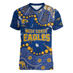 Personalized West Coast Eagles Women V-Neck T-Shirt Aboriginal Pattern with Graffiti Style