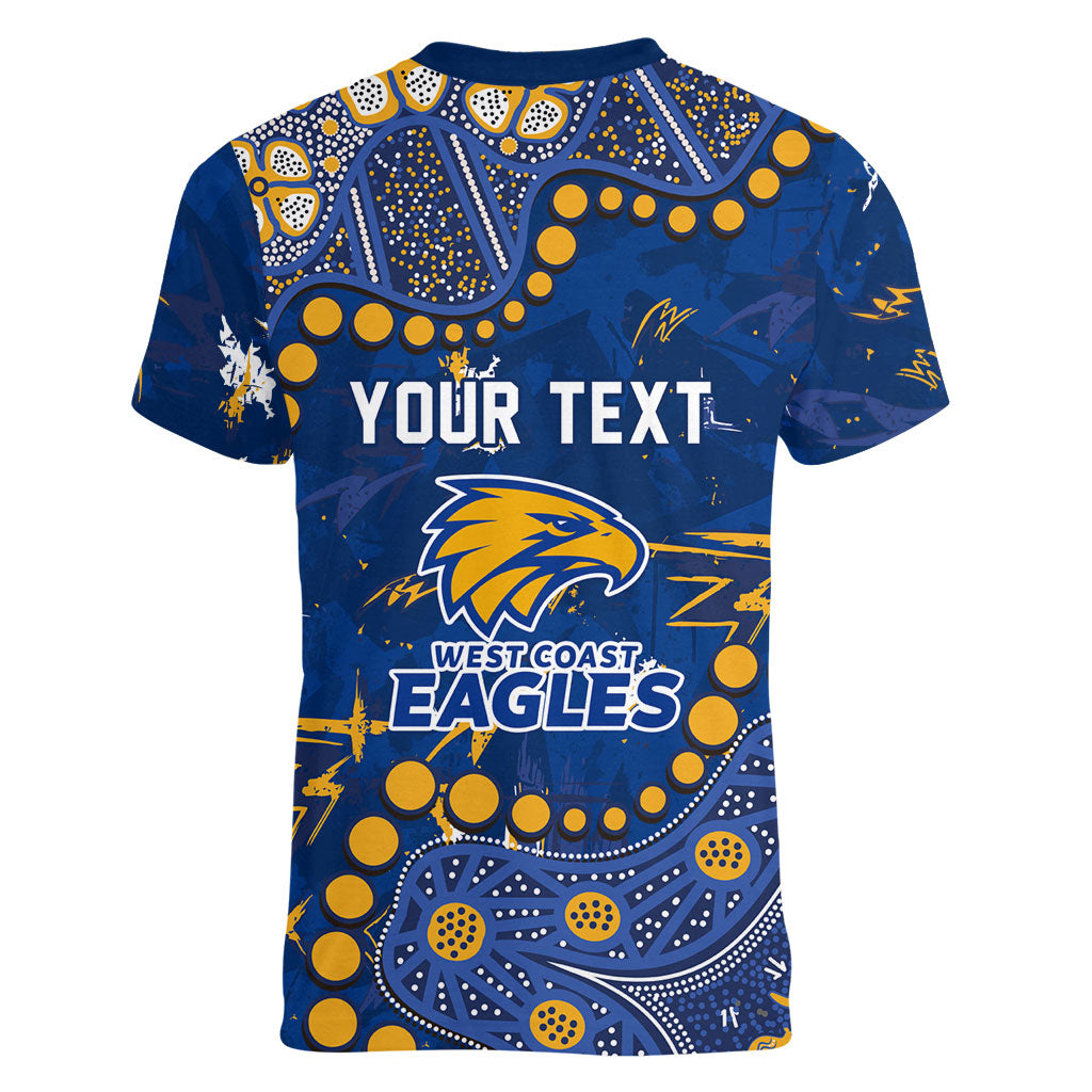 Personalized West Coast Eagles Women V-Neck T-Shirt Aboriginal Pattern with Graffiti Style