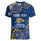 Personalized West Coast Eagles Women V-Neck T-Shirt Aboriginal Pattern with Graffiti Style