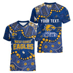 Personalized West Coast Eagles Women V-Neck T-Shirt Aboriginal Pattern with Graffiti Style