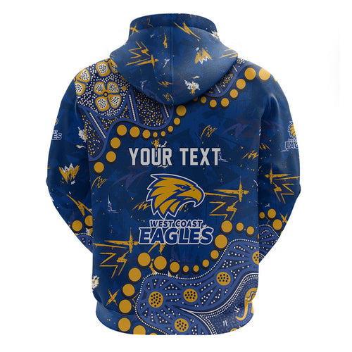 Personalized West Coast Eagles Zip Hoodie Aboriginal Pattern with Graffiti Style