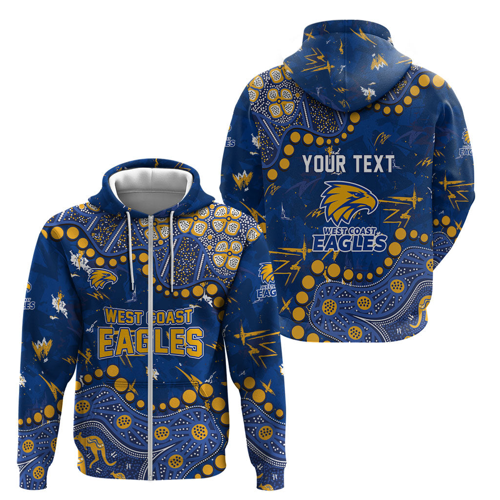 Personalized West Coast Eagles Zip Hoodie Aboriginal Pattern with Graffiti Style