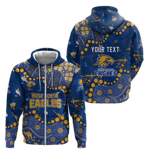 Personalized West Coast Eagles Zip Hoodie Aboriginal Pattern with Graffiti Style