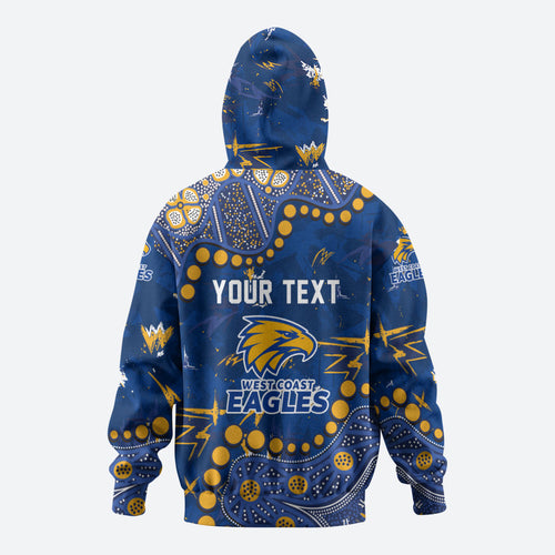 Personalized West Coast Eagles Zip Hoodie Aboriginal Pattern with Graffiti Style