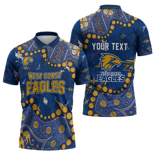 Personalized West Coast Eagles Zipper Polo Shirt Aboriginal Pattern with Graffiti Style