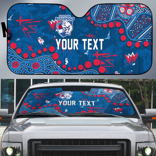 Personalized Western Bulldogs Auto Sun Shade Aboriginal Pattern with Graffiti Style