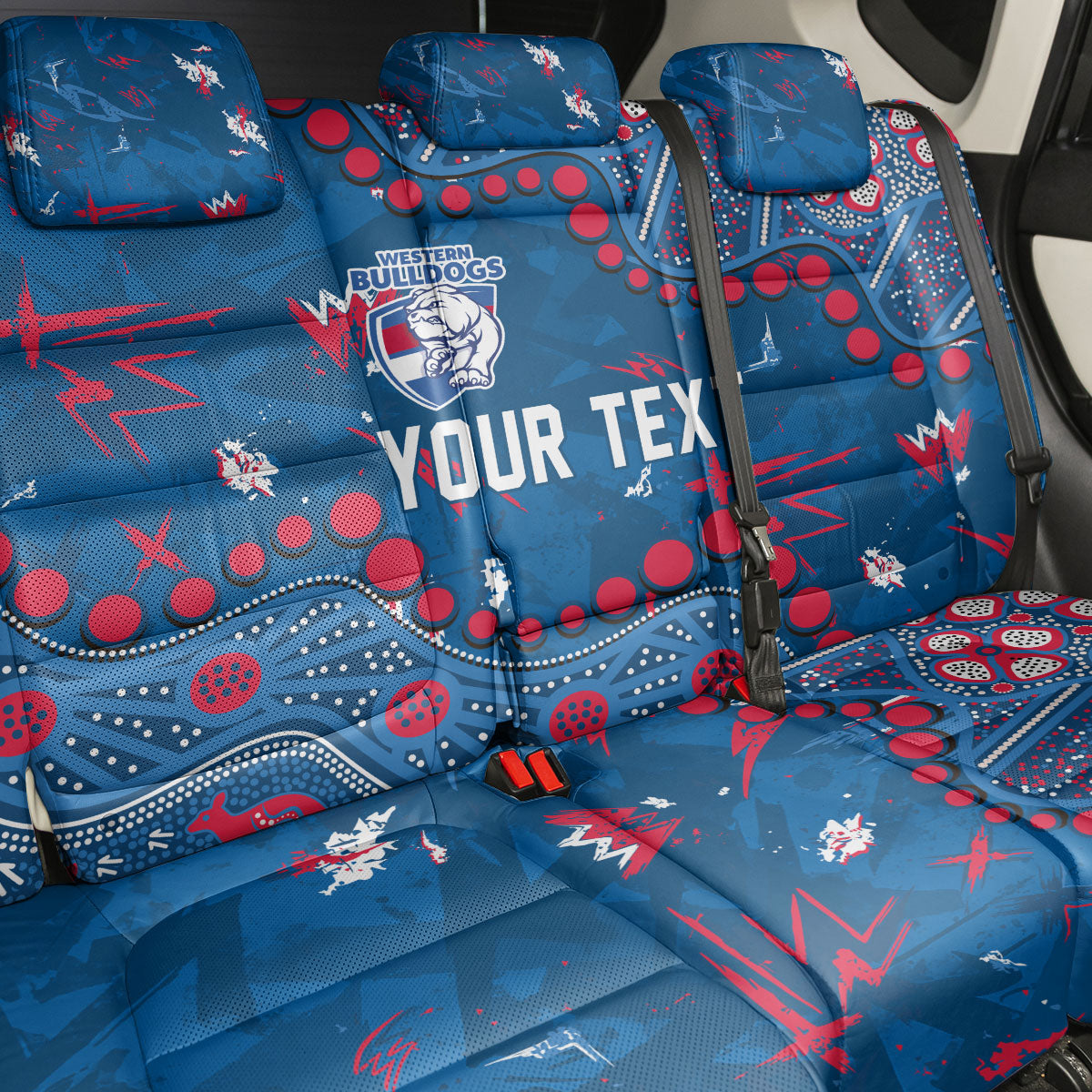 Personalized Western Bulldogs Back Car Seat Cover Aboriginal Pattern with Graffiti Style