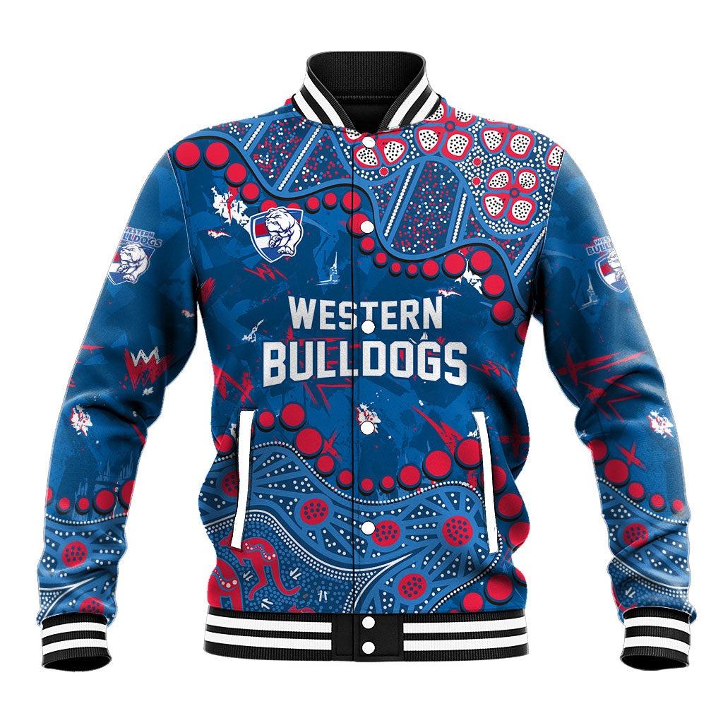 Personalized Western Bulldogs Baseball Jacket Aboriginal Pattern with Graffiti Style