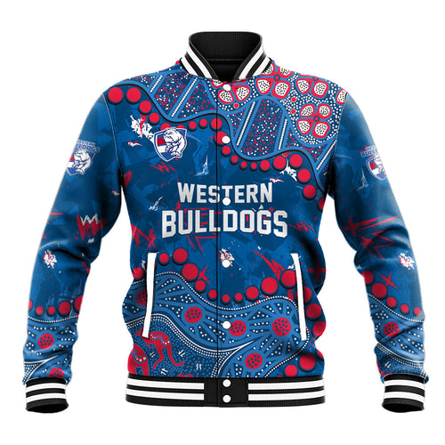 Personalized Western Bulldogs Baseball Jacket Aboriginal Pattern with Graffiti Style