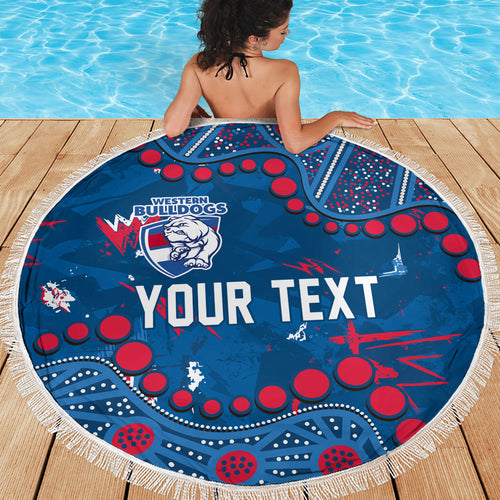 Personalized Western Bulldogs Beach Blanket Aboriginal Pattern with Graffiti Style