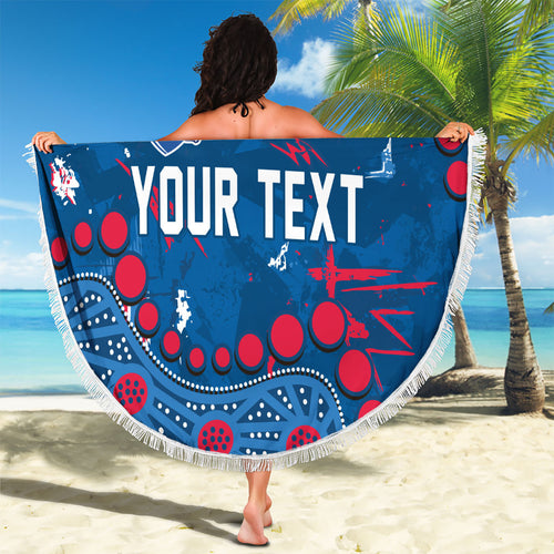 Personalized Western Bulldogs Beach Blanket Aboriginal Pattern with Graffiti Style