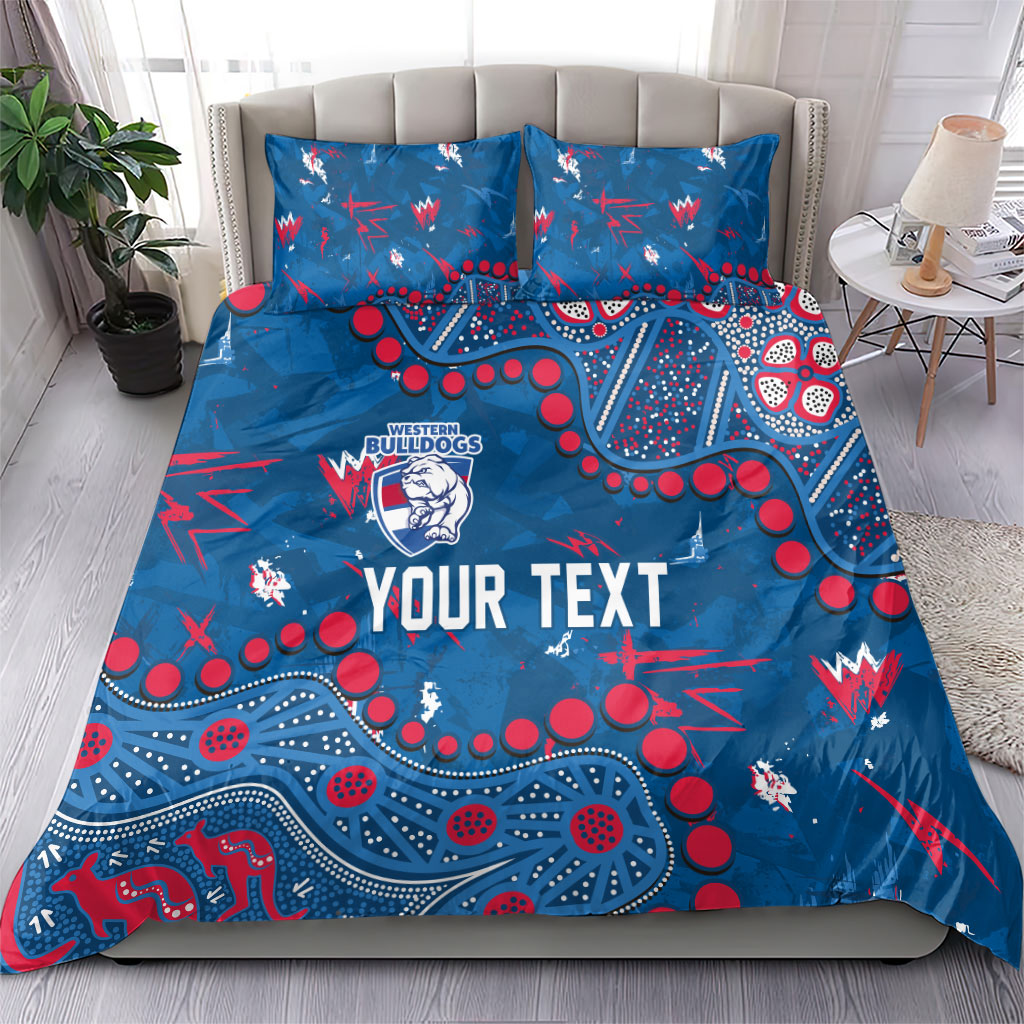 Personalized Western Bulldogs Bedding Set Aboriginal Pattern with Graffiti Style