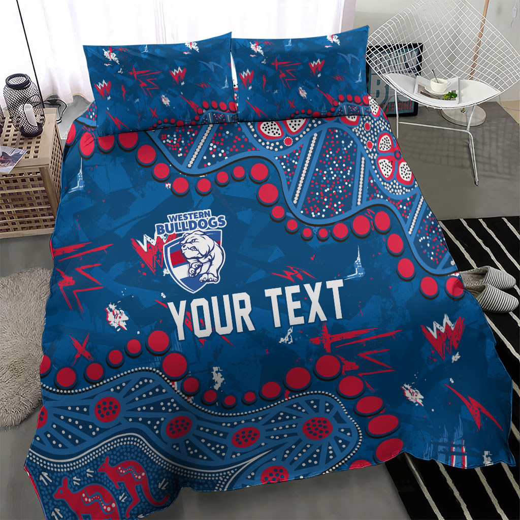 Personalized Western Bulldogs Bedding Set Aboriginal Pattern with Graffiti Style