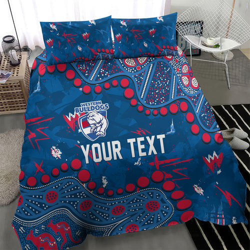 Personalized Western Bulldogs Bedding Set Aboriginal Pattern with Graffiti Style