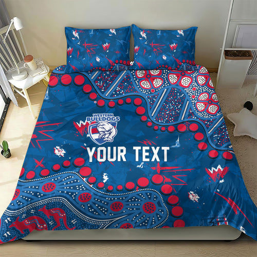 Personalized Western Bulldogs Bedding Set Aboriginal Pattern with Graffiti Style