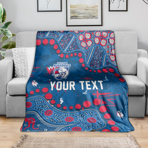 Personalized Western Bulldogs Blanket Aboriginal Pattern with Graffiti Style