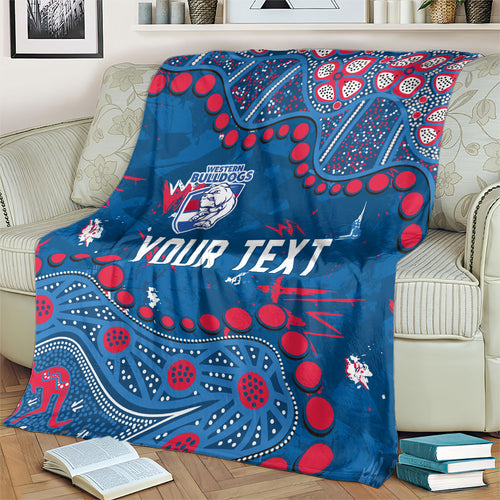 Personalized Western Bulldogs Blanket Aboriginal Pattern with Graffiti Style