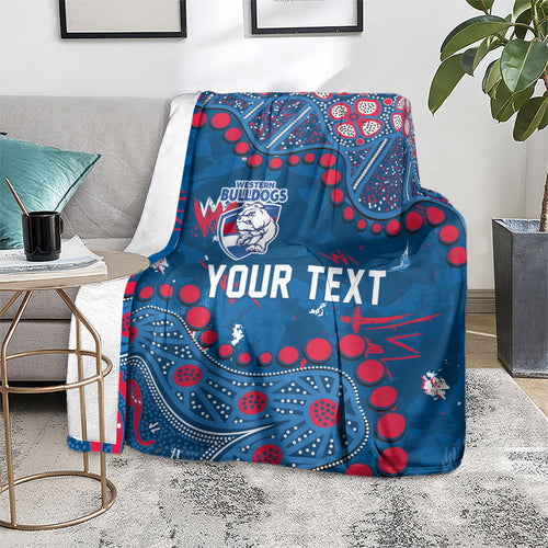 Personalized Western Bulldogs Blanket Aboriginal Pattern with Graffiti Style