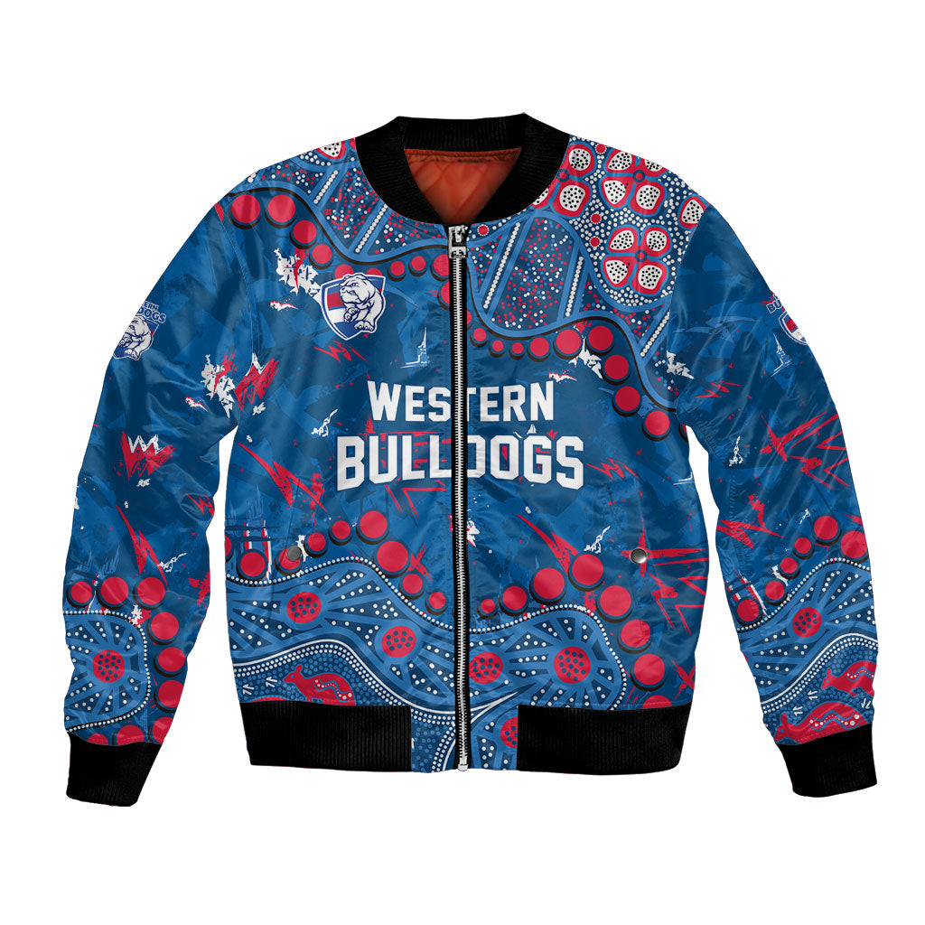 Personalized Western Bulldogs Bomber Jacket Aboriginal Pattern with Graffiti Style