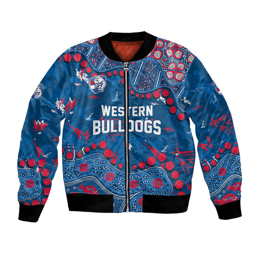 Personalized Western Bulldogs Bomber Jacket Aboriginal Pattern with Graffiti Style