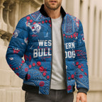 Personalized Western Bulldogs Bomber Puffer Jacket Aboriginal Pattern with Graffiti Style