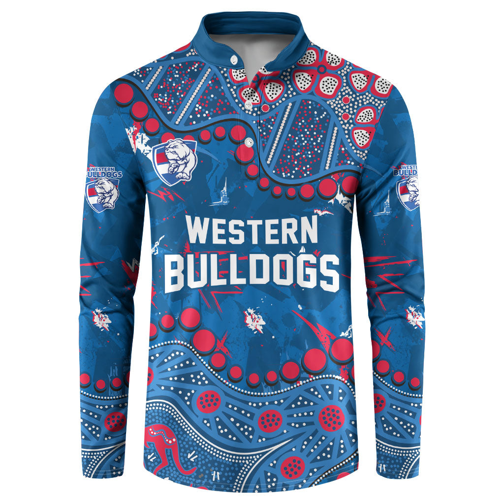 Personalized Western Bulldogs Button Sweatshirt Aboriginal Pattern with Graffiti Style