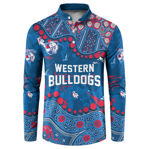 Personalized Western Bulldogs Button Sweatshirt Aboriginal Pattern with Graffiti Style