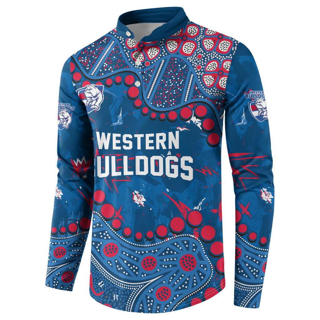 Personalized Western Bulldogs Button Sweatshirt Aboriginal Pattern with Graffiti Style